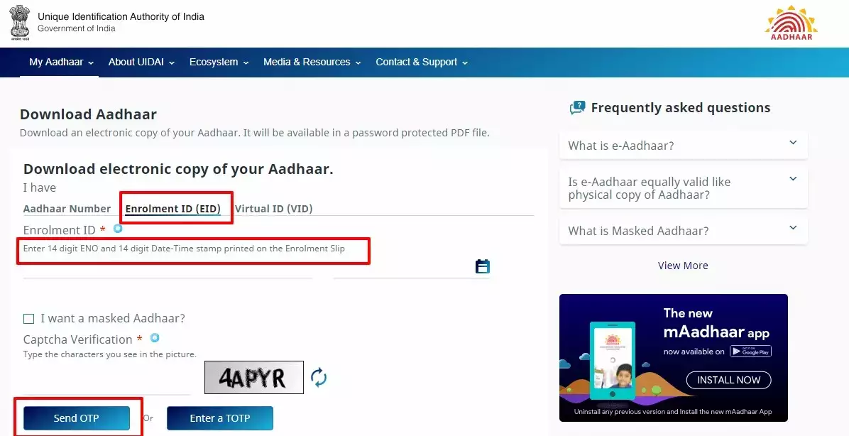 Aadhar Card Download Online With Mobile Number