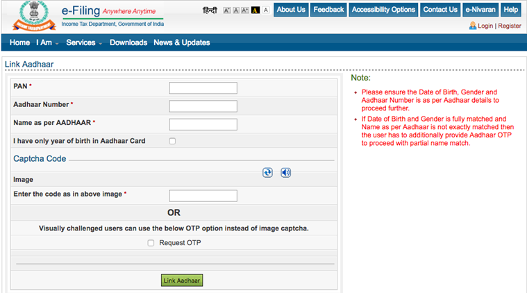 IncomeTaxIndiaEfiling Link Aadhar Card